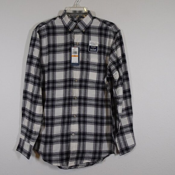 Izod Flannel Shirt Men's Size S Gray Plaid Button Front Super Soft - Picture 1 of 8
